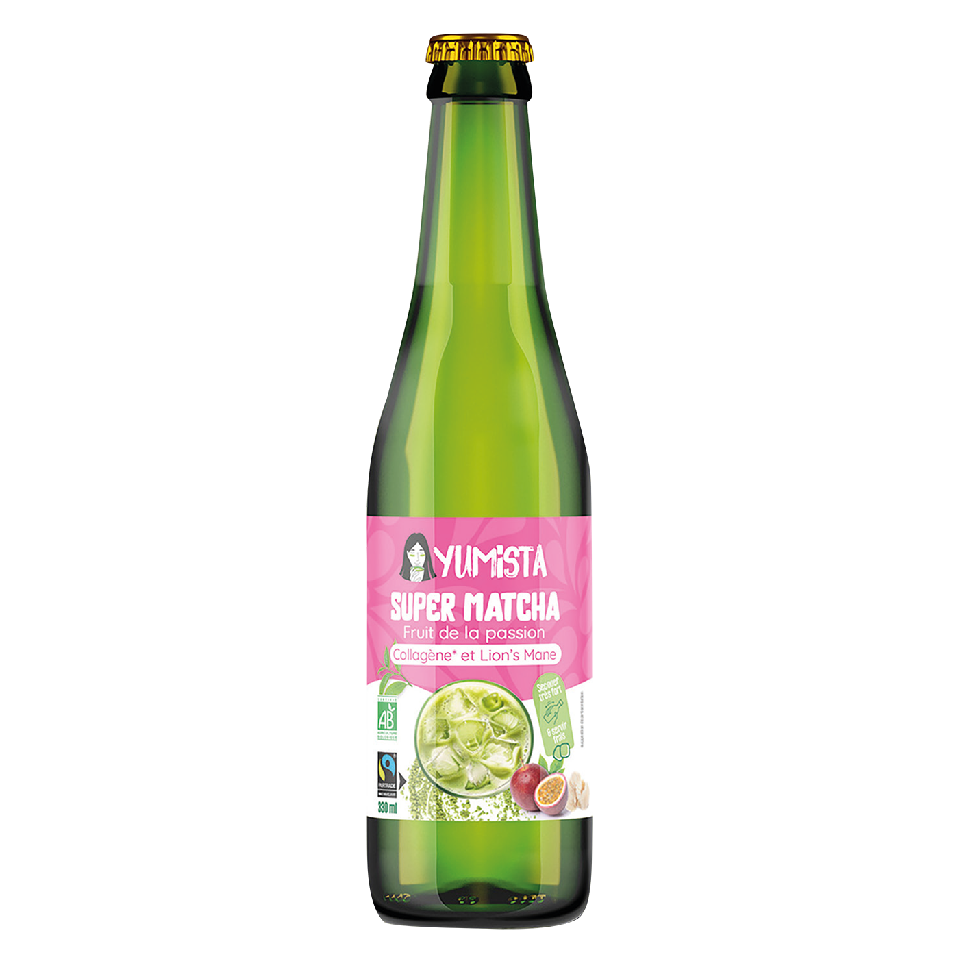 Super matcha fruit de la passion collagène et lion's mane 33cl x12