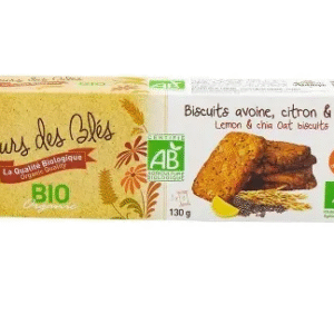 Biscuits avoine, citron & chia BIO France pqt 130g x12